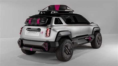 an suv is shown with pink accents on it