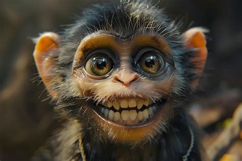 Premium Photo | Closeup of a smiling monkey showcasing its large teeth ...