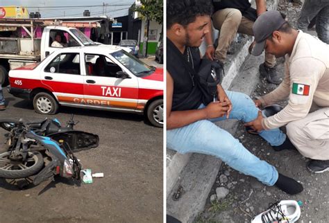 Accidente en Cardel Motociclista lesionado tras colisión con taxi