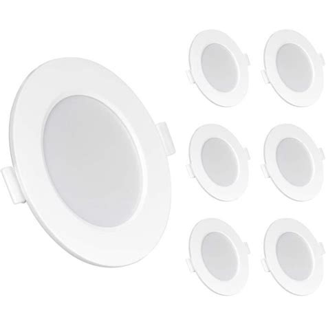 Ximstf Lot De 6 Spots Led Encastrables Plats à Intensité Variable 6w 230 Vblanc Chaud Ip44 Spot