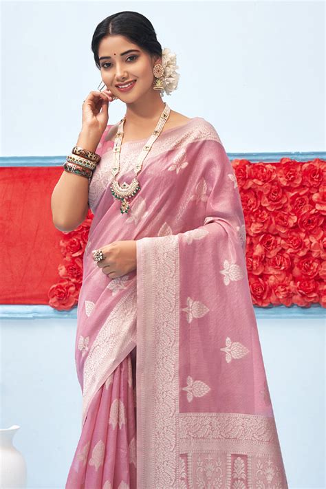 Buy Pink Cotton Saree Online Karagiri