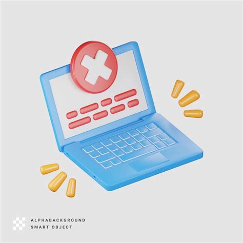 Premium Psd Laptop Error D Icon Illustration Render