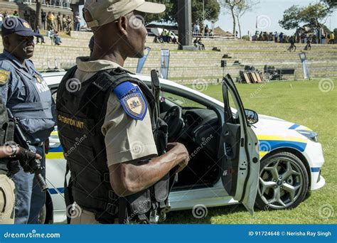 South African Police Service Policemen With Rifles Editorial Stock