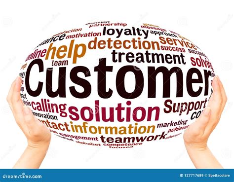 Customer Word Cloud Hand Sphere Concept Stock Illustration