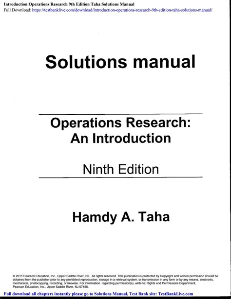 Introduction Operations Research 9th Edition Taha Solutions Manual By