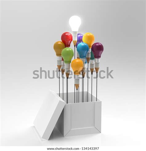 Drawing Idea Pencil Light Bulb Concept Stock Illustration 134143397 ...