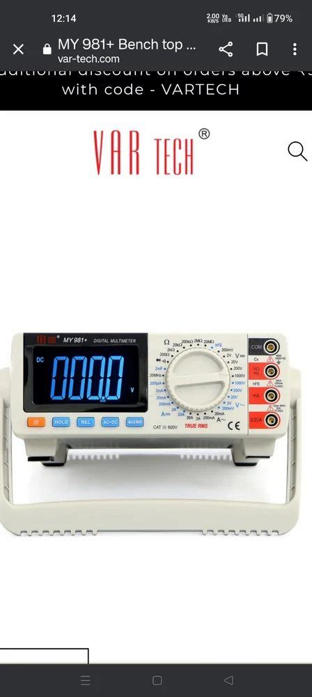 Digital Multimeter Bench Type 4 Digit Model Name Number Vartech At