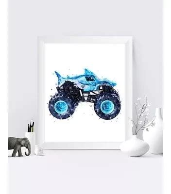 Quadroinfantil 33x23 Monster Jam Truck Megalondon Aquarela