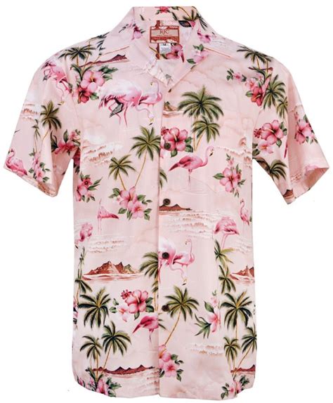 Pink Flamingo Mens Hawaiian Aloha Shirt In Pink Mens Hawaiian Shirts