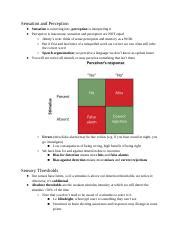 Understanding Sensation Perception And Sensory Thresholds Course Hero