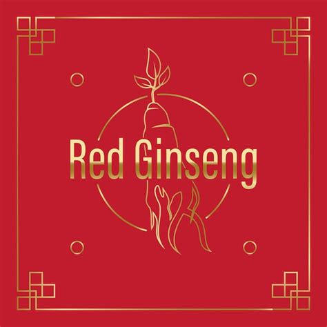 Premium Vector Korean Or Chinese Red Ginseng Root Text Label In