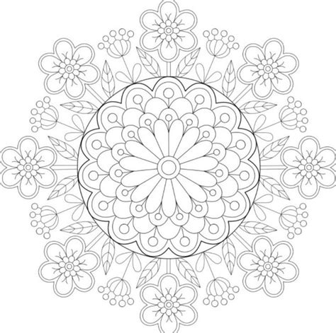 Circular Floral Design Coloring Page