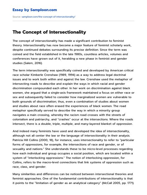 The Concept Of Intersectionality Argumentative Essay On