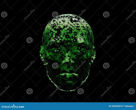 Solana Crypto Face Head Cyborg Abstract Furistic Hologram Technology 3d