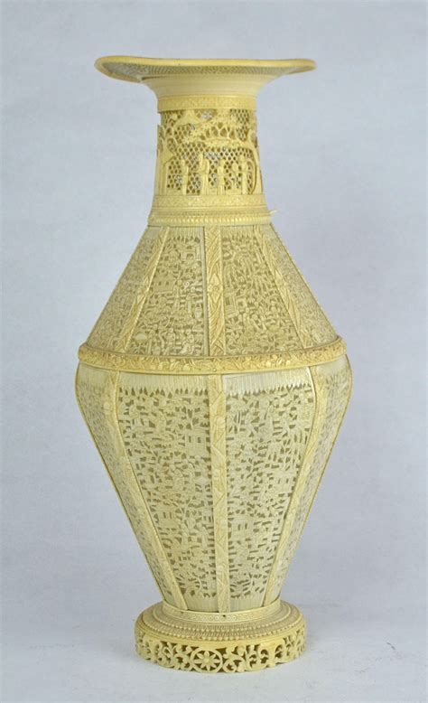 Chinese Finely Carved Ivory Vase