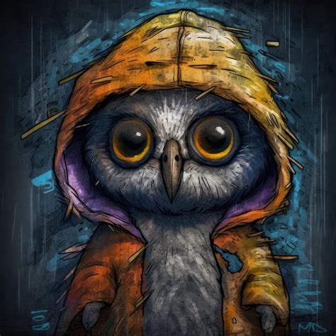 Premium Ai Image Owl Cute Monster Emo Cartoon Character Tshirt Design