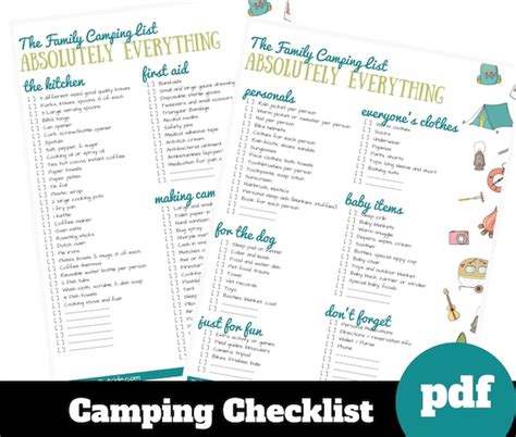 Camping checklist printable - tensrat