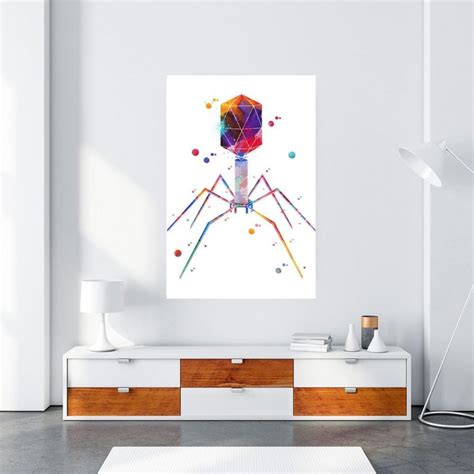 Bacteriophage Art Print Science Art Phage Watercolor Print Bacterial ...