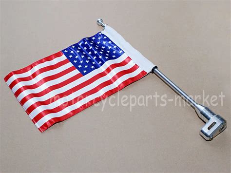 Chrome Motorcycle Rear Side Mount Luggage Rack Flag Pole Usa America