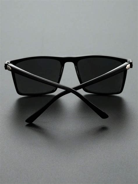 1pair Men Geometric Frame Fashion Glasses Black Shades Casual Beach Accessories Sun Glasses