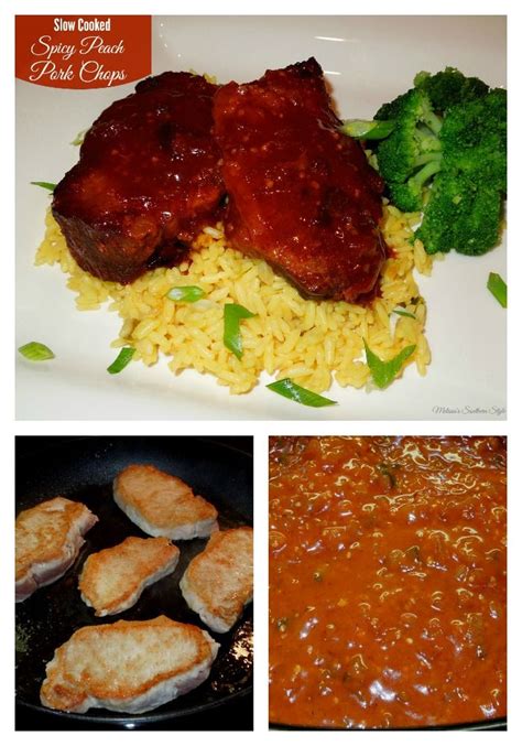 Succulent Slow Cooked Spicy Peach Pork Chops With A Sweet And Spicy Glaze Crock Pot Cooking