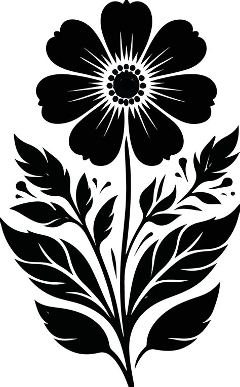 Black Silhouette Of Flower On A White Background 49897744 Vector Art At