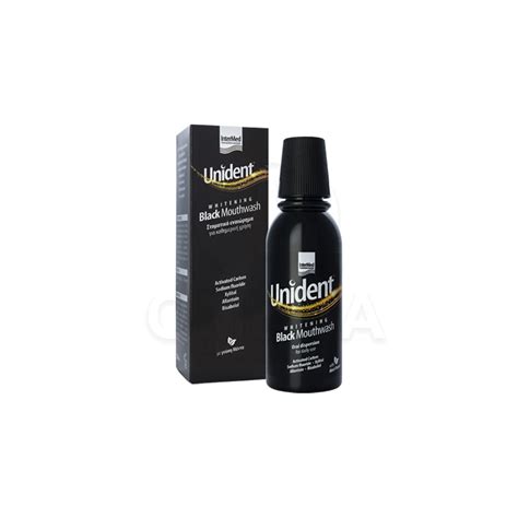 Intermed Unident Whitening Black Mouthwash Λευκαντικό Στοματικό Εναιώρημα με Ενεργό Άνθρακα 250ml