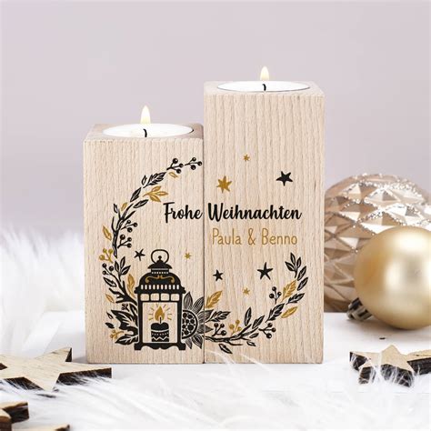 Teelichthalter 2er Set Zu Weihnachten Name