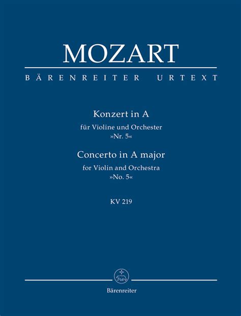 Sheet Music Wolfgang Amadeus Mozart Violin Concerto No In A K