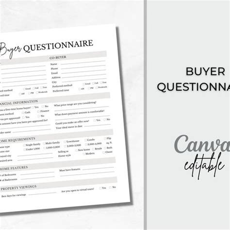 Real Estate Buyer Questionnaire Buyer Consultation Form Etsy