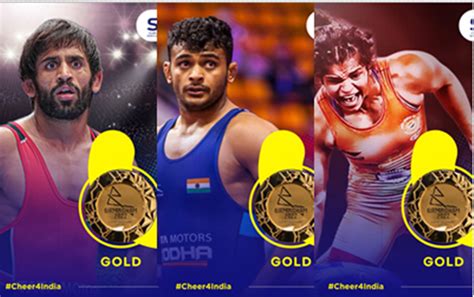 CWG Wrestlers Bajrang Punia Deepak Punia And Sakshi Malik Clinch Gold