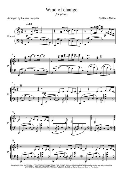 Wind Of Change Arr Laurent Jacquier By Scorpions Sheet Music For