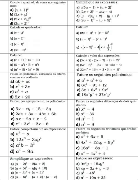 MATEMÁTICA EM DESTAQUE: PRODUTOS NOTÁVEIS - REVISÃO - 8º ANO