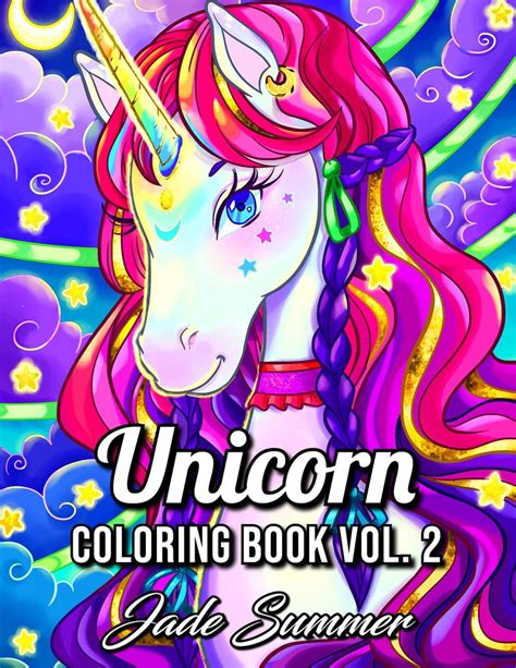 Unicorn Coloring Book Jade Summer Kleurboek Voor Volwassenen