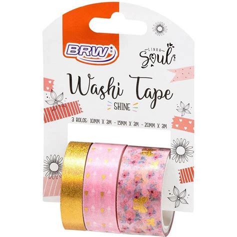 Fita Adesiva Brw Washi Tape Shine Rosa Mmx M Mmx Mmx M