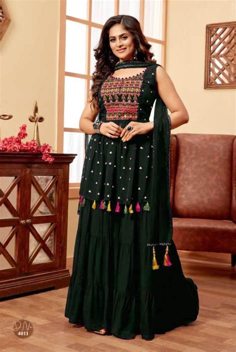 Green Color Party Wear Indo Western Gharara Suit ANOKHI FASHION