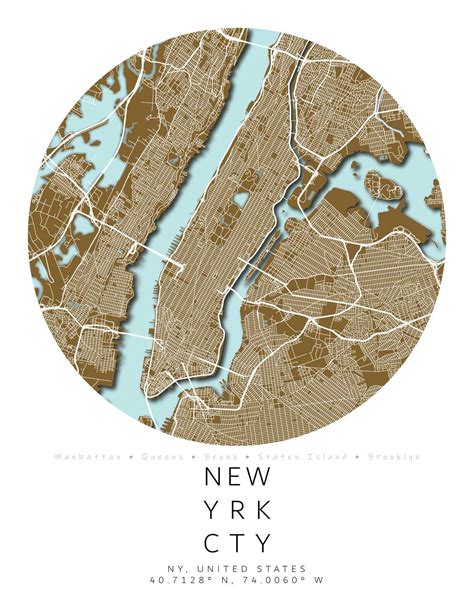 New York City Digital Map 17x22 Inch - Etsy