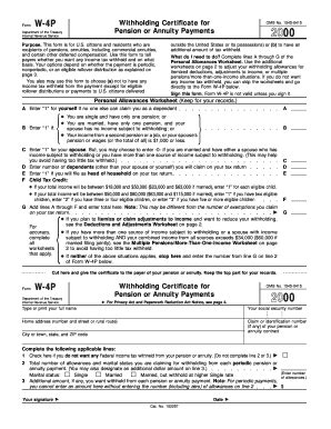 Fillable Online Irs Form W P Withholding Certificate For Pension