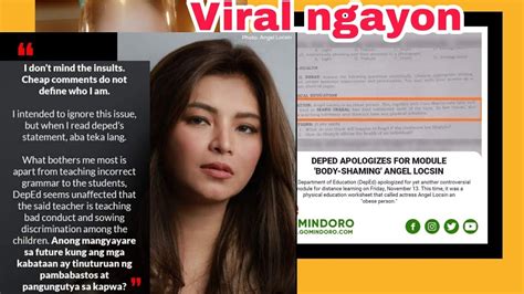 Dep Ed Humingi Ng Sorry Kay Angel Locsin Dahil Umano Sa Body Shaming Sa