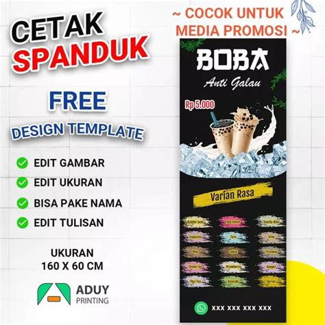 Cetak Spanduk Banner Minuman Kekiniaan Es Boba Anti Galau Ukuran X