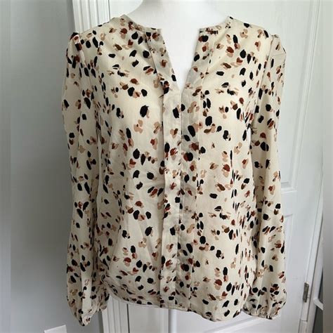 SHEIN Tops Nwot Shein Emery Rose Neutral Print Notched Neckline