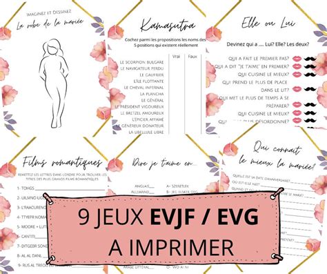 9 Jeux Enterrement De Vie De Jeune Fille à Imprimer Evjf Etsy