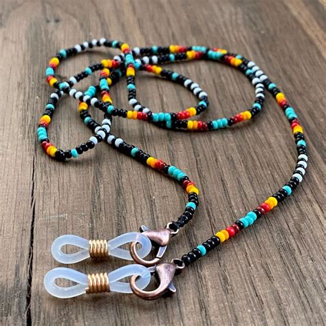 Handmade Dainty Bohemian Seed Beaded Indigenous Glasses Chain Native