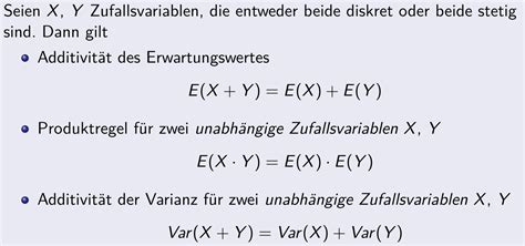 Nenne Rechenregeln für Berechnung des Erwartungswer Analysis