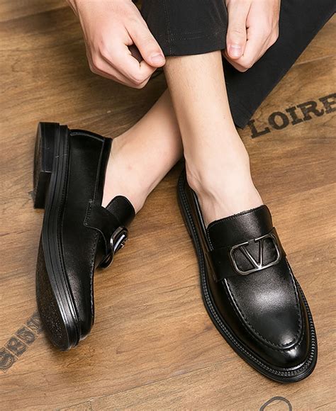 Mens Leather Italian Design Formal Loafers Shoes Black