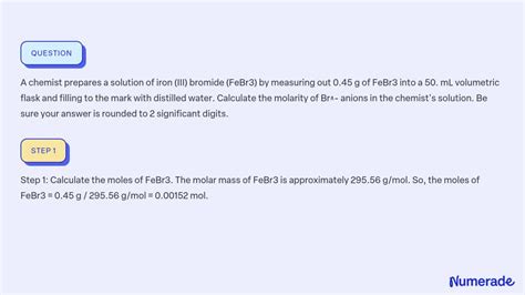 Solved A Chemist Prepares A Solution Of Iron Iii Bromide Febr By