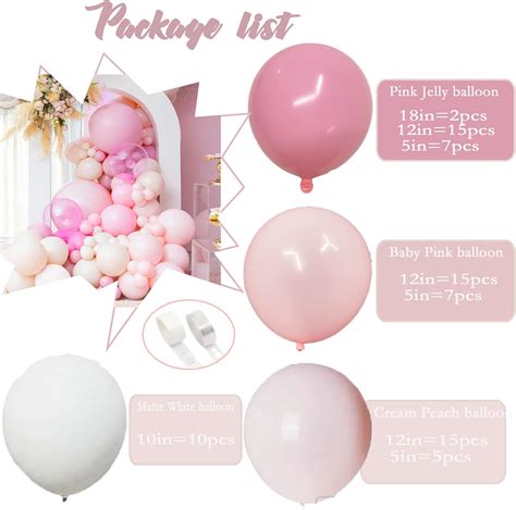 Buy SCMDOTI Pink Balloon Garland Arch Kit Double Stuffed Rose Pink Balloons And Nude White