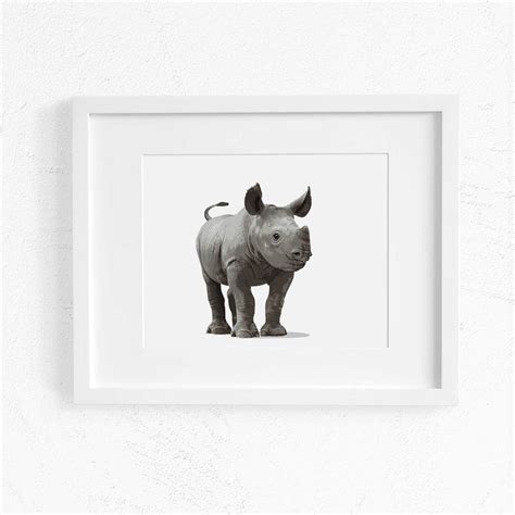 Baby rhino jungle nursery art, rhinoceros artwork from Paper Llamas