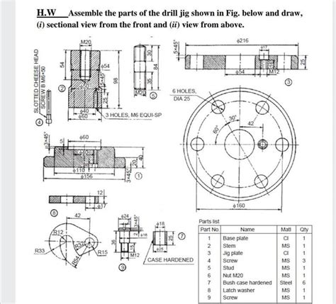 Solved Assemble The Parts Of The Drill Jig Shown In Fig Below And