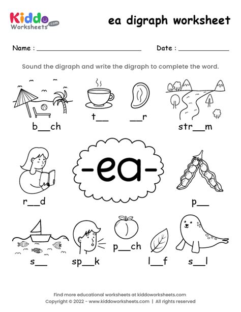 Free Printable Ea Digraph Worksheet Kiddoworksheets